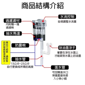 【Hook水族】USB除油墨迷你外掛過濾器 可調水量 迷你外掛 魚缸過濾 過濾 小外掛 外掛 250L/H